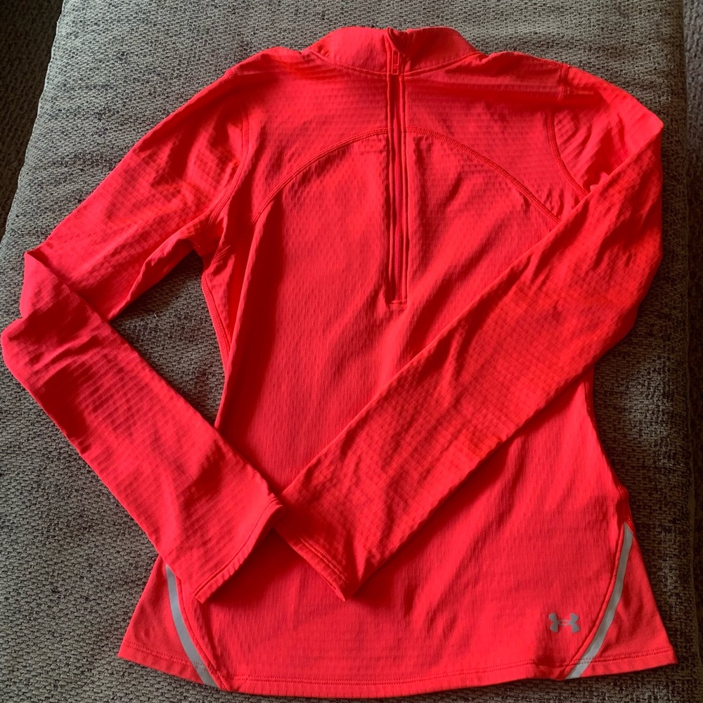 Under Armour bright apricot Fitted Long Sleeve 1/4 zip with thumb holes
